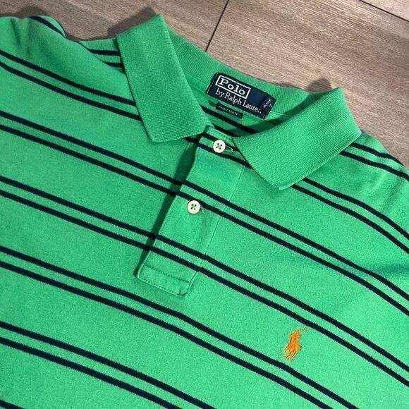 Polo Ralph‎ Lauren Green Casual Polo Shirt Men Large Bin I-31 - Picture 2 of 4